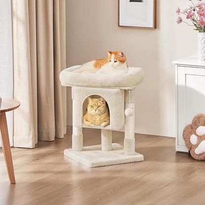 Yaheetech 23.5in Cat Tree Tower, Cat Condo with Sisal-Covered Scratching Posts, Cat House Activity Center Furniture for Kittens, Cats and Pets - Beige