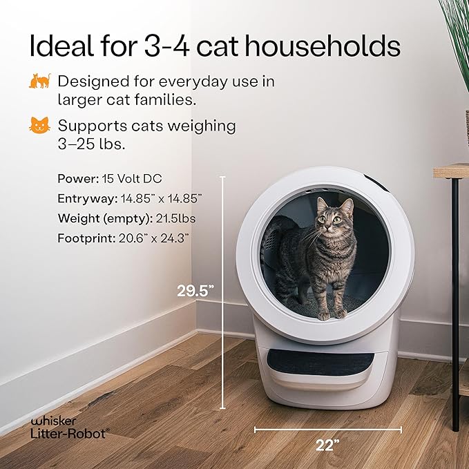 Litter-Robot 4 Supply Bundle by Whisker, White - Automatic, Self-Cleaning Cat Litter Box, WiFi Enabled, Includes Litter-Robot 4, 3 OdorTrap Refills, 10 Liners, 30 Cleaner Wipes, & 2 Carbon Filters