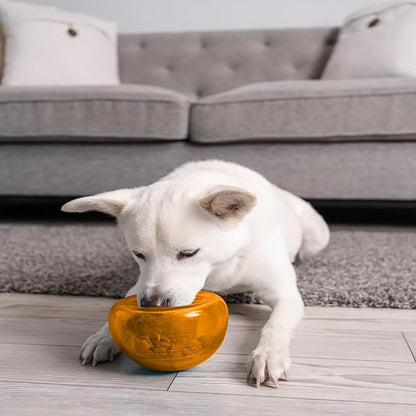 Outward Hound by Planet Dog Snoop Dog Toy – Treat‑Dispenser Puzzle Ball, Interactive Slow Feeder, Medium to Large Dogs, Bouncy & Mint-Infused, Orange, 5"