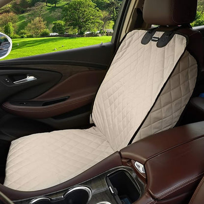 Dog Car Seat Covers 100% Waterproof Car Seat Protector for Pets Front Seat Scratch Proof Non-Slip Durable for Cars,Trucks & SUVs (Cream)