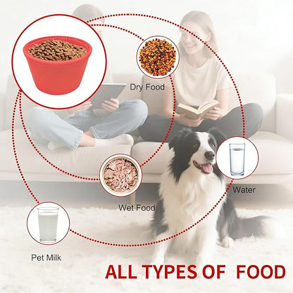 Large Silicone Dog Bowls,Non-Slip Dog Licking Treat Dispenser,Anxiety Relief Slow Feeder Treat Dispenser, Slow Feeder Bowls for Small Medium Large Breed Dogs,BPA Free Silicone(red-4cup).
