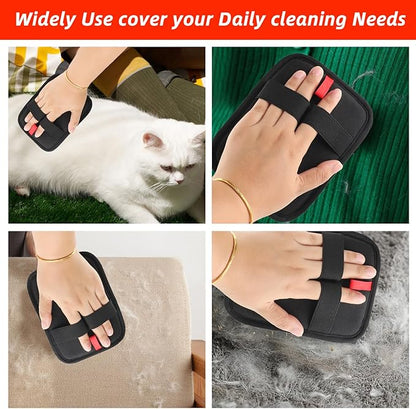 PineHaven 2 Pcs Static Pet Hair Remover Glove,Washable Reusable Electrostatic Pet Cat Dog Hair Removal Grooming Brush for Furniture, Car Seats, Couch, Bed Sheets Carpet and Bedding (Black)