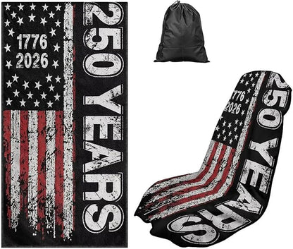 SEANATIVE 250 Years USA Car Accessories Sweat Towel Seat Cover Protectors Patriotic Cushion Covers Universal Fit for Car Truck SUV Seat for Dog & Kid Workout Outdoor or Sport Activities