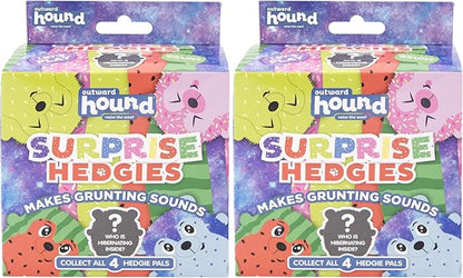 Outward Hound Surprise Hedgies Dog Toy - UNbox and Delight, Collect All 3 Grunting Hedgehog Dog Toys (Pack of 2)