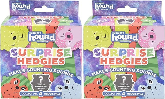 Outward Hound Surprise Hedgies Dog Toy - UNbox and Delight, Collect All 3 Grunting Hedgehog Dog Toys (Pack of 2)