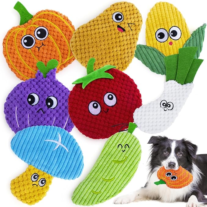 8 Pack Dog Squeaky Toys, Pet Crinkle Toy No Stuffing Dog Chew Toys with Soft, Durable Fabric for Small Medium Breeds, Stuffless Pet Supplies Interactive Puppy Teething Toys to Keep Them Busy