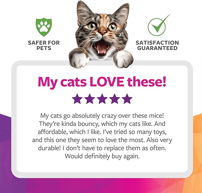 SmartyKat Skitter Critters Catnip Mice Plush Cat Toy Value Pack with Pure & Potent Catnip, Stimulating for Cats & Kittens, 15-Pack