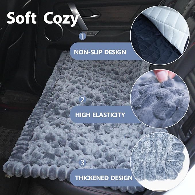 Waterproof Backseat Pet Bed Mat,Soft Plush Pet Seat Cover, Thickened Backseat Dog Bed Mat, Washable & Non-Slip Travel Pet Mat for Small Medium Dogs, Fits Car, Truck & SUV