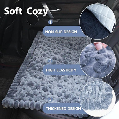 Waterproof Backseat Pet Bed Mat,Soft Plush Pet Seat Cover, Thickened Backseat Dog Bed Mat, Washable & Non-Slip Travel Pet Mat for Small Medium Dogs, Fits Car, Truck & SUV