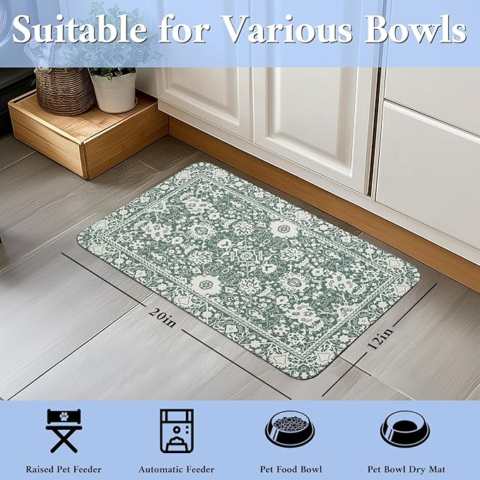 Dog Food Mat for Floors Waterproof Pet Placemat Cat Feeding Bowls Mats for Food and Water, Eco-Friendly Dog Accessories Diatomite Pets Supplies 16" X 24"