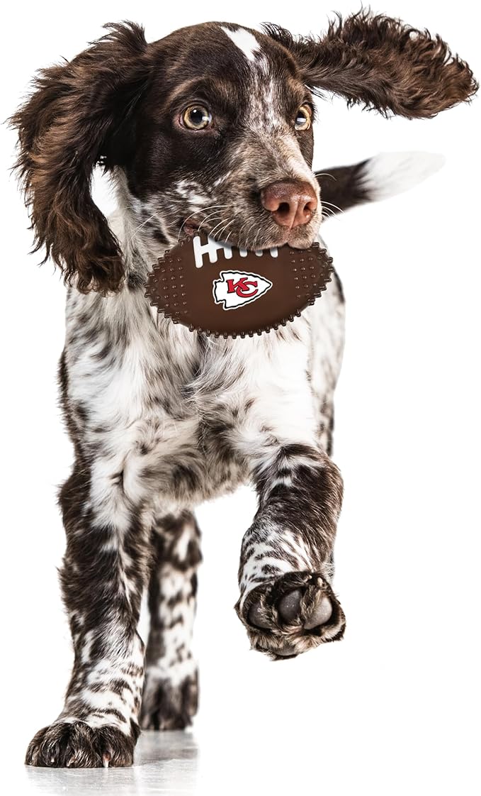 NFL Kansas City Chiefs Mega-chew Hard Nylon Bacon-flavored Dog Bone Football Chew Toy. Interactive Tasty Fun Dog Chew Toy. Indestructible Strong Durable Chew Toy Tough Pet Toys for Aggressive Chewers