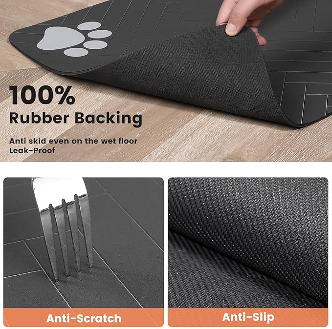 Pet Feeding Mat-Absorbent Pet Placemat for Food and Water Bowl, with Waterproof Rubber Backing, Quick Dry Water Dispenser Mat for Dog and Cat (24"x16", Coffee)