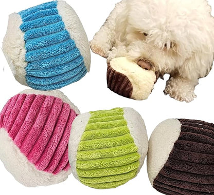 Zelica Small Dog & Puppy Chew Soft Ball Toy with Squeaker, Plush Puppy Play Dog or cat Squeaky Toy (4 Pack)