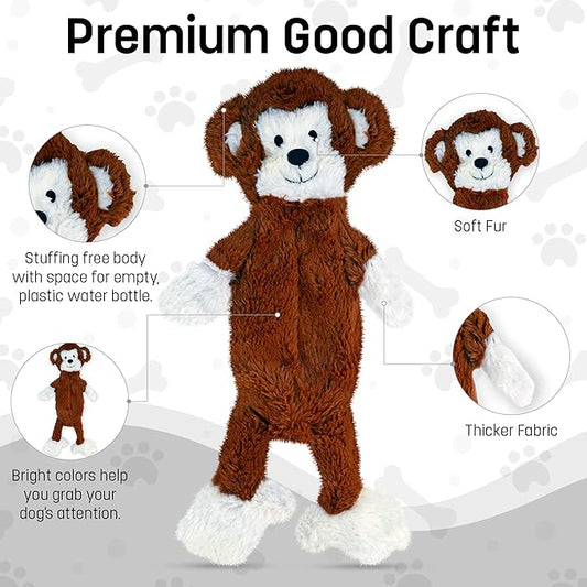 FGA MARKETPLACE Monkey-Fox Flat NO Stuffing NO Squeak Plush Dog Toy, Funny Style Will Entertain Your Pet for Hours, Recommended for Small and Medium Dog 21 INCH Long