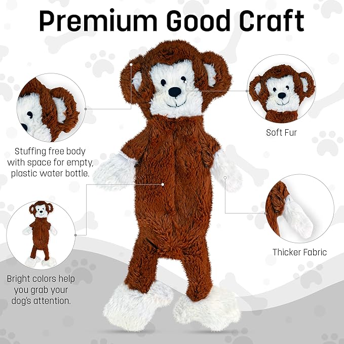 FGA MARKETPLACE Flat NO Stuffing NO Squeak Plush Dog Toys, Funny Style Will Entertain Your Pet for Hours, Recommended for Small and Medium Dog 21 INCH Long(Bundle 2)