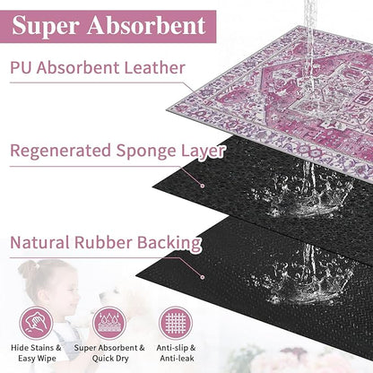 famibay Dog Food Mat, Absorbent Cat Dog Mats for Food and Water, No Stains Quick Dry Pet Cat Bowl Mats with Non Slip Backing, Boho Pet Feeding Mat for Floor Waterproof 16"x24"
