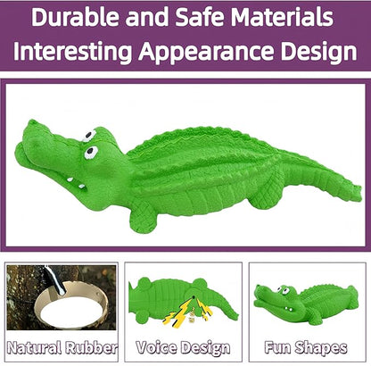 Squeaky Dog Toys for Aggressive Chewers, Dog Chew Toys for Medium and Large Dogs,Tough Alligator Natural Rubber Dog Teething Chew Toy