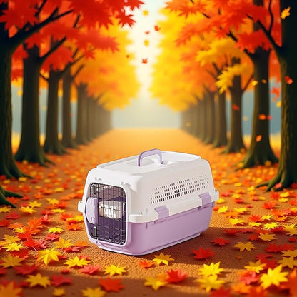 Cat Travel Carrier, Airline Pet Carrier, Portable Dog Crate, Hard Shell Kennel for Cats & Small Dogs, 360° Ventilation, Car Travel, Outdoor Hiking & Air Cargo Approved (Purple)