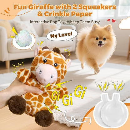 Dog Toy for Small & Medium Puppies – Squeaky Plush Giraffe with Crinkle, Cute Stuffed Puppy Toy for Boy & Girl Dogs, Birthday Gift to Keep Them Busy and Relieve Boredom