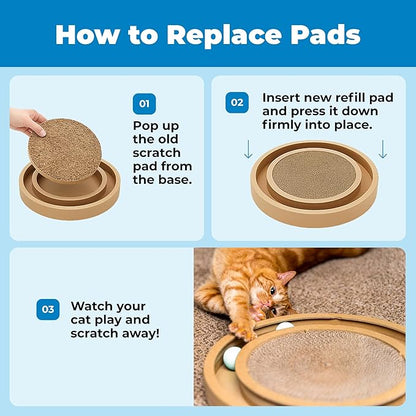Best Pet Supplies Catify Cat Scratcher, Fun Interactive Scratchers, Posts, Poles, Claw Safe, Furniture Saver Indoor Play Support Natural Cat Behaviors Heavy Duty - 3 Pack Round, 10 x 10