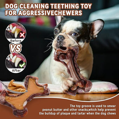 Magicorange Tough Dog Toys, Chew Toys for Aggressive Chewers, Dog Bone Toy Nylon Almost Indestructible Dogs Toy for Teeth Cleaning and Training (Brown