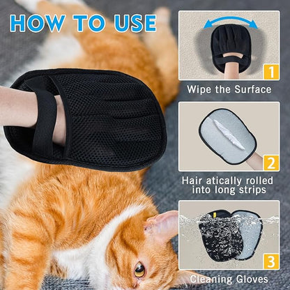 Pet Hair Remover Glove for Cat & Dog, Quick Clean for Couch, Furniture, Carpet & Car Seat, Reusable Electrostatic Design, Covers More Surface