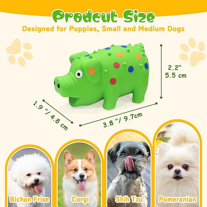 4" Squeaky Pig Dog Toys 3-Pack, Mini Latex Dog Toys Puppy Durable Chew Toys Little Piggy for Small, Medium Dogs Fetch Interactive Play