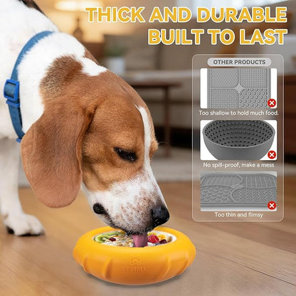 Dog Lick Bowl, Bestalk Wobbly Freeze Bowl Enrichment Feeder for Dogs, Anxiety Relief Lick Mat Puzzle Toy for Distraction, BPA Free Silicone, Dishwasher Safe(Orange,S)