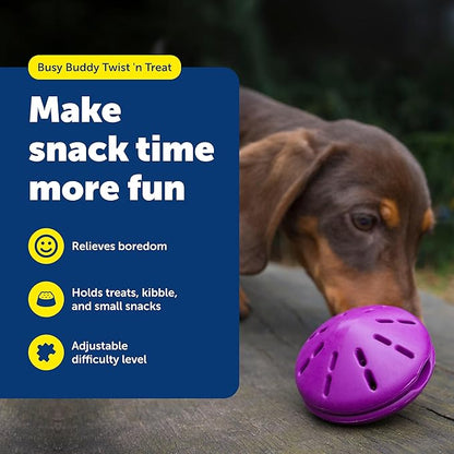 PetSafe Busy Buddy Twist'n Treat - BPA-Free Adjustable Meal Dispenser & Training Toy - Interactive Enrichment for Hard Chewers - Compatible with Hard & Smearable Treats - Helps Clean Teeth - Small
