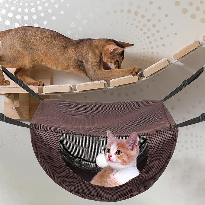 Happyyami Cat Cage Hammock Small Breathable Mesh Pet Hanging Hammock Summer Washable Kitten Sleeping Bed for Indoor Cats and Small Pets