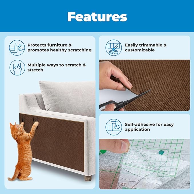 Best Pet Supplies Catify Cat Scratcher, Fun Interactive Scratchers, Posts, Poles, Claw Safe, Furniture Saver Indoor Play Support Natural Cat Behaviors Heavy Duty - Brown, 78.7 x 15.8