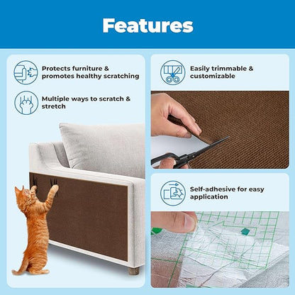 Best Pet Supplies Catify Cat Scratcher, Fun Interactive Scratchers, Posts, Poles, Claw Safe, Furniture Saver Indoor Play Support Natural Cat Behaviors Heavy Duty - Brown, 78.7 x 15.8