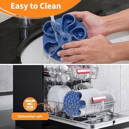 Slow Feeder Dog Bowls Insert, Bestalk Soft Silicone Slow Eating Dog Bowl Insert with Suction Cups for Small, Medium and Large Dogs(Darkblue S)