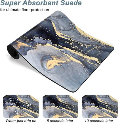 Rnivvi Dog Food Mat, 12" x 19" Marble Absorbent Dog Cat Bowl Mat for Food and Water, Cute Anti-Slip Rubber Pet Feeding Rug Protect Floors, Puppy Placemat for Feeding & Watering Supplies, Grey