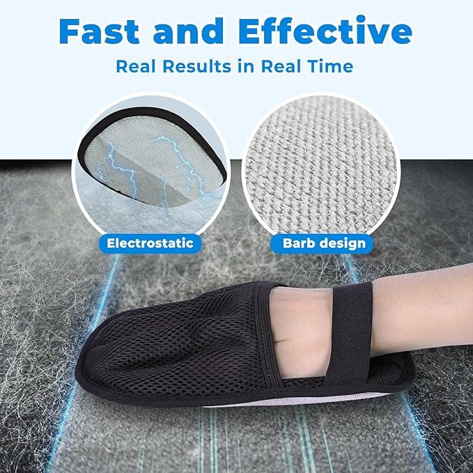GRENTY Magic Brush Pet Hair Remover, Upgraded Five-Finger Electrostatic Pet Hair Removal Gloves, Dogs & Cats Pet Hair Removal Tools for Clothing, Carpet, Sofa Gaps, Car Seat