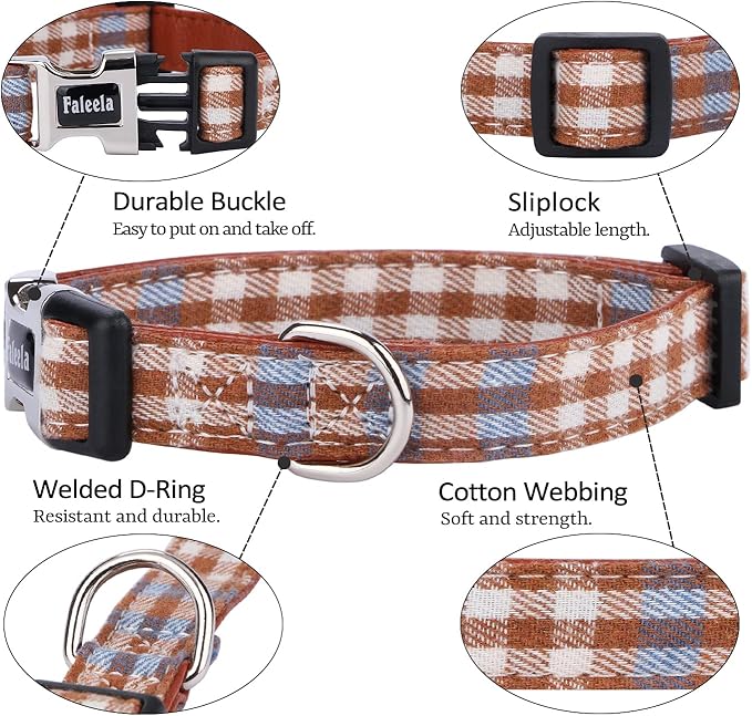 Faleela Soft &Comfy Bowtie Dog Collar,Detachable and Adjustable Bow Tie Collar,for Small Medium Large Pet (Large(Pack of 1), Blue and Whit)