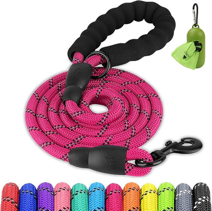 Joytale Dog Leash for Small Dogs, Heavy Duty Nylon Leashes with Comfortable Padded Handle and Highly Reflective Threads, Ideal for Walking and Training, Hotpink, 6'×3/8''