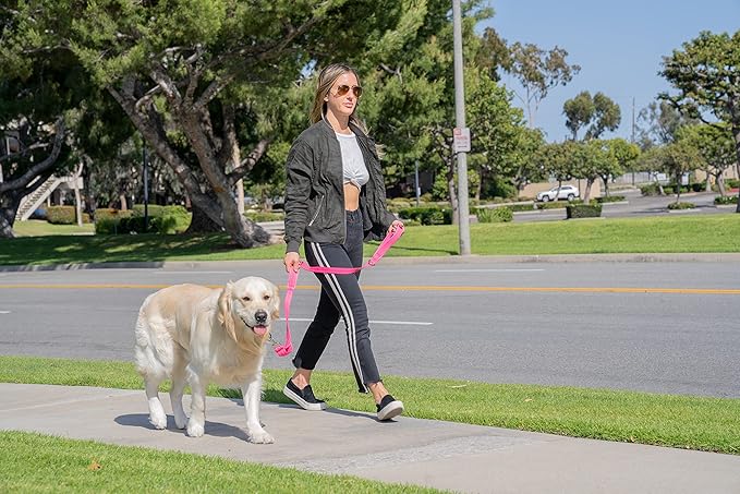 Shed Defender 5 ft. Standard Dog Leash - Three Padded Traffic Handles, Designed in the USA, Dual Layered Thickness Heavy Duty, Reflective Stitching, Large Dogs & Small Breed, Training Lead (Red)