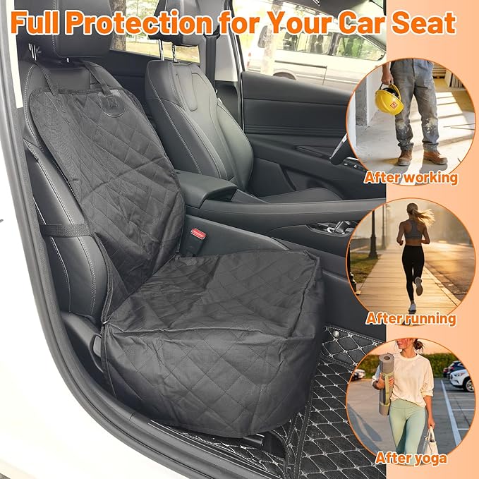 Pet Front Seat Cover, 2 in 1 Bucket Style Dog Booster for Medium Size and Small Dogs, Watertight Non-Slip Dog Car Seat Protector for Cars, Trucks, SUV Black