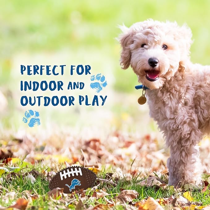 NFL Detroit Lions Mega- Chew Hard Nylon Bacon-Flavored Dog Bone Football Chew Toy Interactive Tasty Fun Dog Chewy Toys Indestructible Strong Durable Tough Pet Biting Playtoy for Aggressive Chewers
