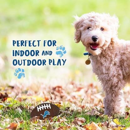 NFL Detroit Lions Mega- Chew Hard Nylon Bacon-Flavored Dog Bone Football Chew Toy Interactive Tasty Fun Dog Chewy Toys Indestructible Strong Durable Tough Pet Biting Playtoy for Aggressive Chewers