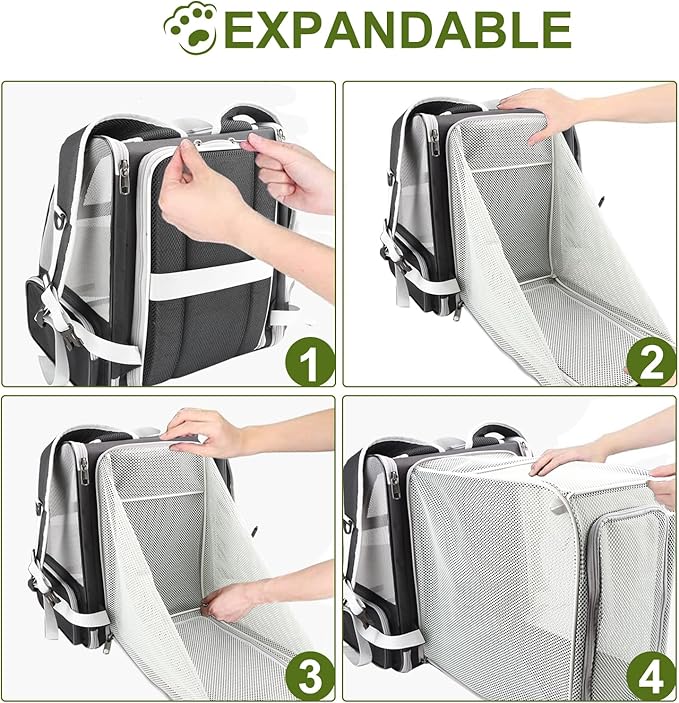 Texsens Innovative Traveler Bubble Backpack Pet Carriers for Cats and Dogs (Expandable-Black)