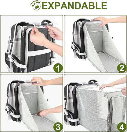 Texsens Innovative Traveler Bubble Backpack Pet Carriers for Cats and Dogs (Expandable-Black)