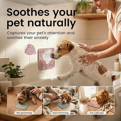 OHMO Lick Mat for Dogs and Cats(Small, Mars&Coral, 2pcs) Enrichment Accessories Toy Space Star Easy Clean Pet Slow Feeder/Suction Cups, Licking Pad for Anxiety Relief and Boredom Reduction
