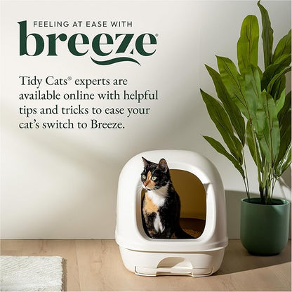 Purina Tidy Cats Breeze Covered Cat Litter Box System Kit with Pellet Cat Litter, Hooded Litter Box, and Litter Box Pads