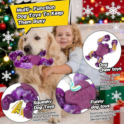 Furdog Dog Toys for Aggressive Chewers, Indestructible Chew Toys for Medium Large Breeds(20-80lb), Durable Squeaky Tough Dog Toy to Keep Them Busy (Purple)