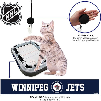 Pets First NHL Winnipeg Jets Hockey Field Cat Scratching Toy With Interactive Ball Bell in Tracks - 5-in-1 Cat Scratcher
