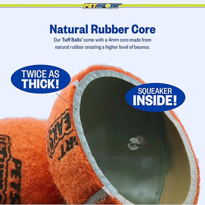 PetSport Giant Squeaker Tuff Ball - Giant Tennis Balls for Large Dogs, Great for Boredom & Aggressive Chewers, Dog Toy, Non-Toxic, Won't Wear Down Teeth - 4"(3 Pack)