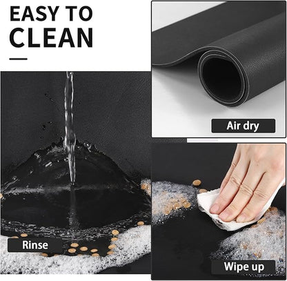 Dog Food Mat - Absorbent Cat Mat for Food and Water, No Stains Pet Feeding Bowl Mat, Easy to Clean Pet Placemats, Quick Dry Dog Water Dispenser Mat for Messy Drinkers | Black 16"x 24"