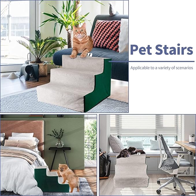 Dog Stair for Small Dogs Assembled Cat Steps with Washable Cover for Couch, Low Bed (Height: 12.2”)